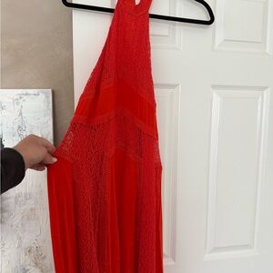 Free People Vibrant Red Halter jumpsuit